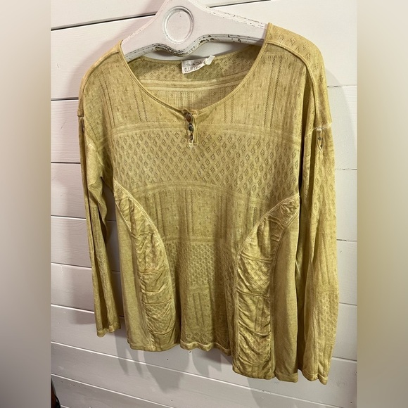 💛 ELISA CAVALETTI XL Yellow Textured Knit Top - Picture 9 of 12